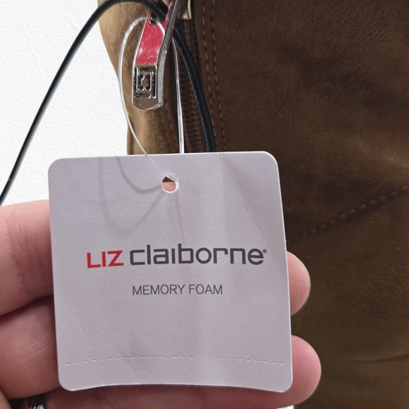 Liz Claiborne LC Karder Tan Faux Suede Block Heel Ankle Booties Size 8.5 NIB - Picture 5 of 13